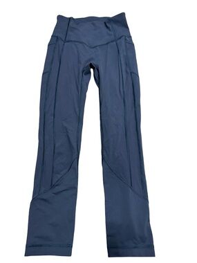 Lululemon Navy Blue High Rise 23" Crop Leggings Side Pockets Size 4